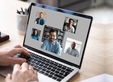 A group of people doing virtual meeting