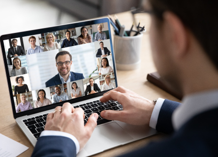 Group of people doing virtual meeting